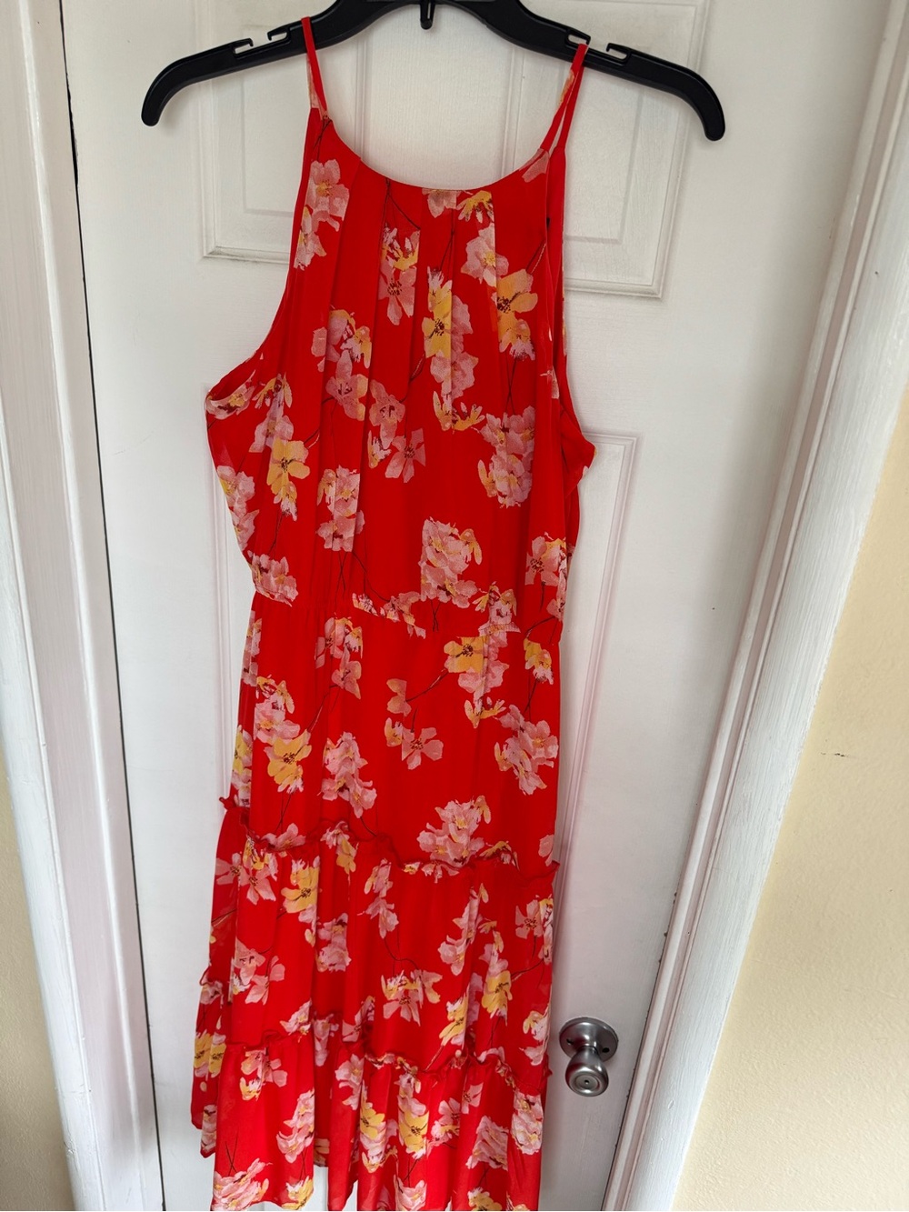 Trixxi Red Floral Maxi Dress with Pink and Yellow Blooms